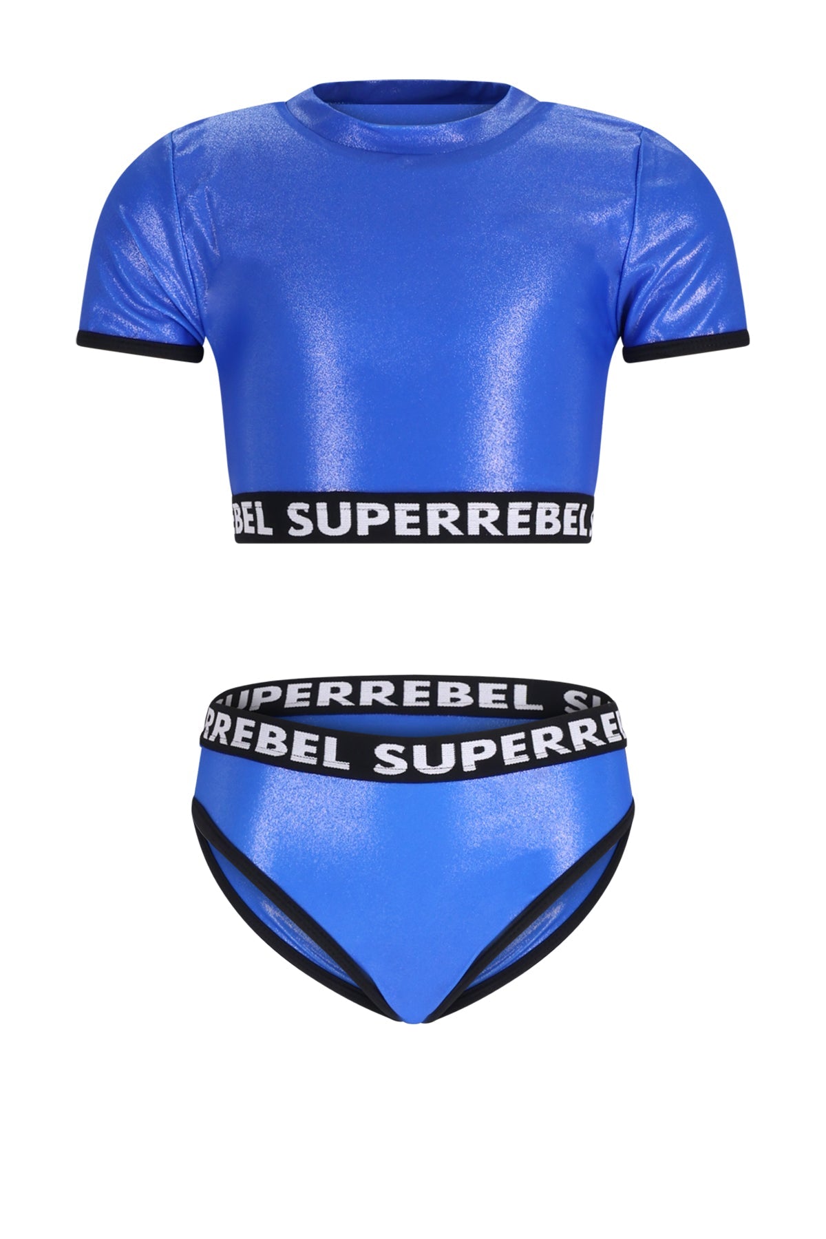Crop Top Bikini Metallic Blue