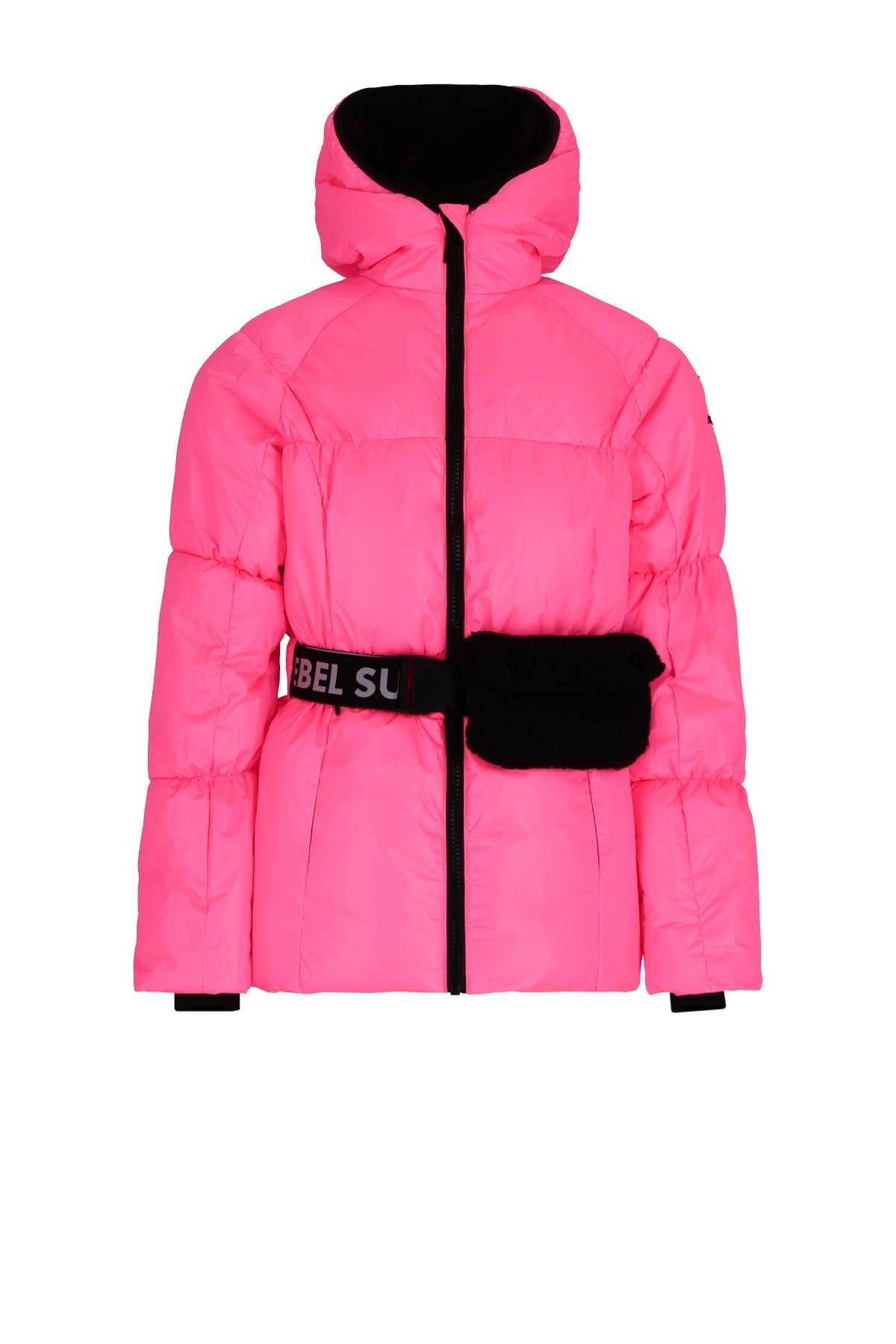 PUFF Hooded Metallic Ski Jacket Fluopink