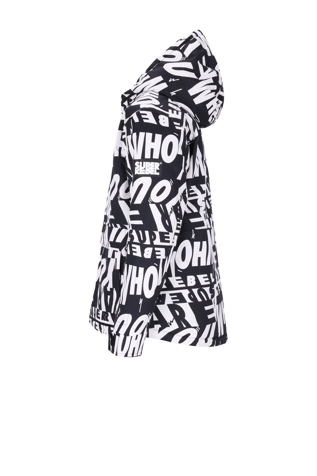 SPACE Printed Hooded Ski Jacket Black&White