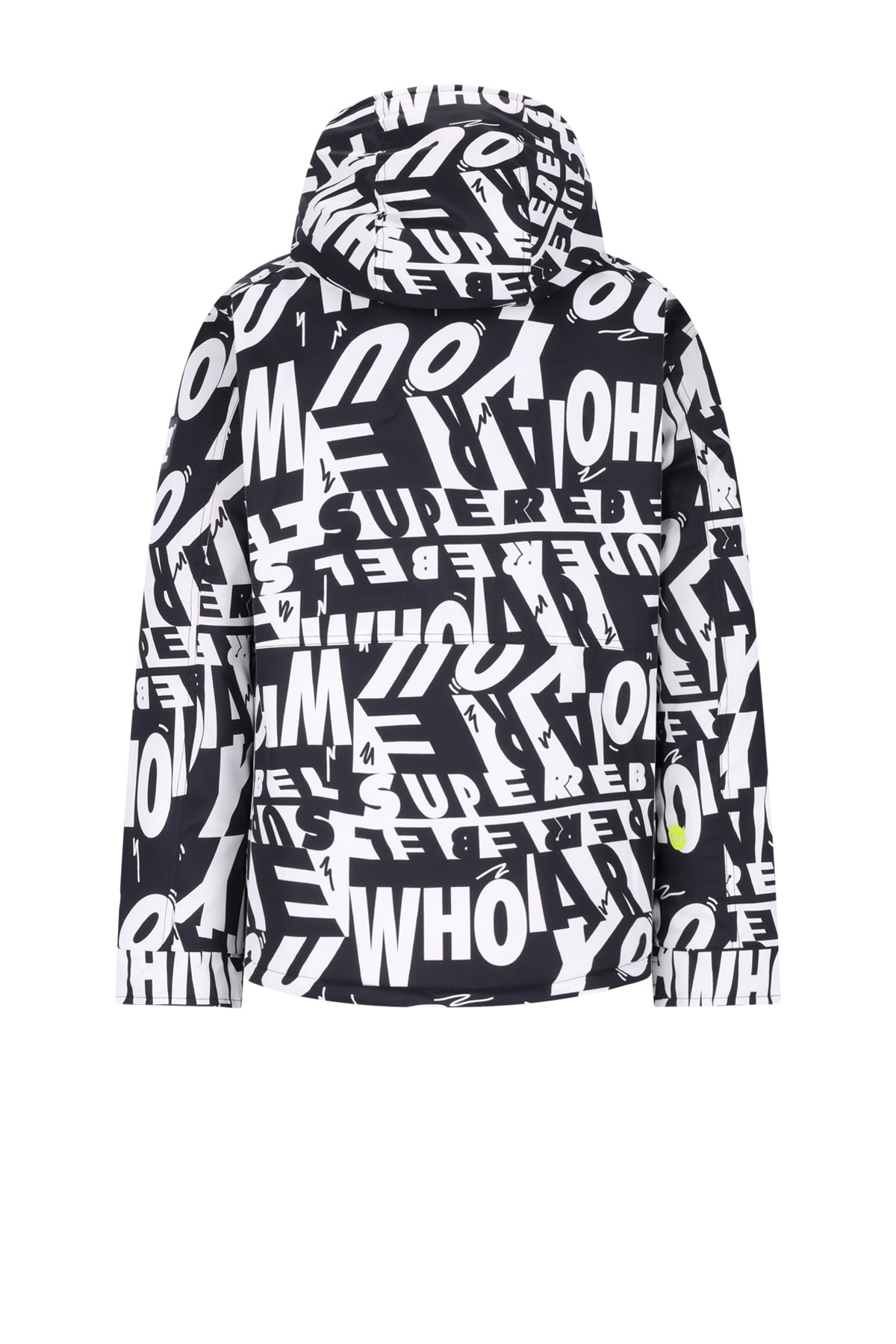SPACE Printed Hooded Ski Jacket Black&White