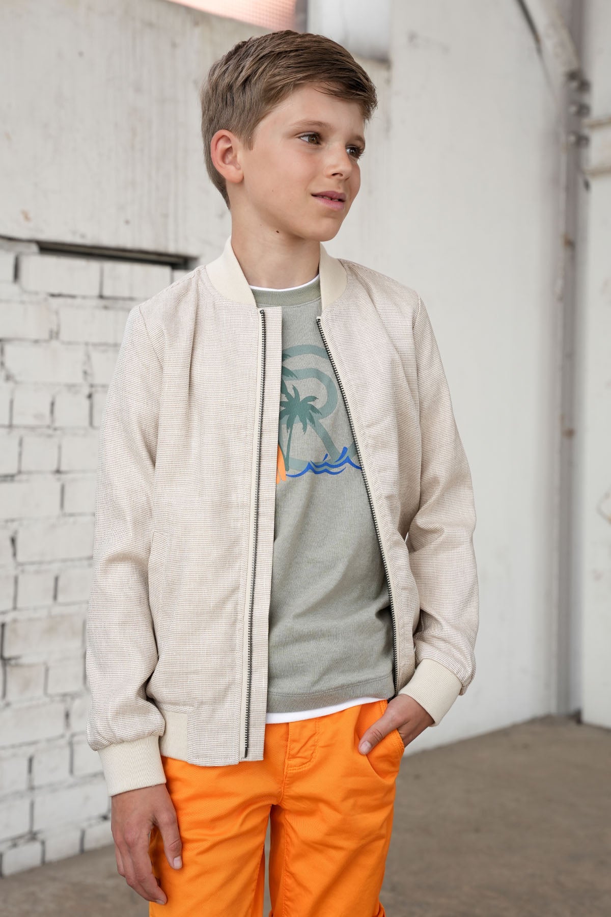 Sebastiaan Bomber Natural Broken Stripe