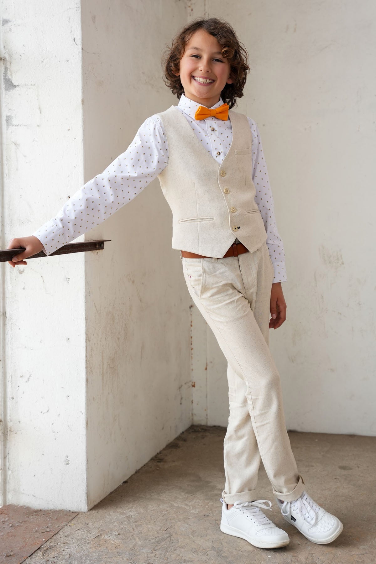 Gabe Gilet 4 Buttons Natural Linnen