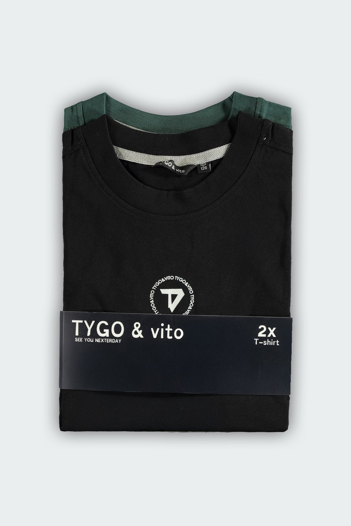 TYGO & vito T-shirt 2-Pack Groen-Zwart