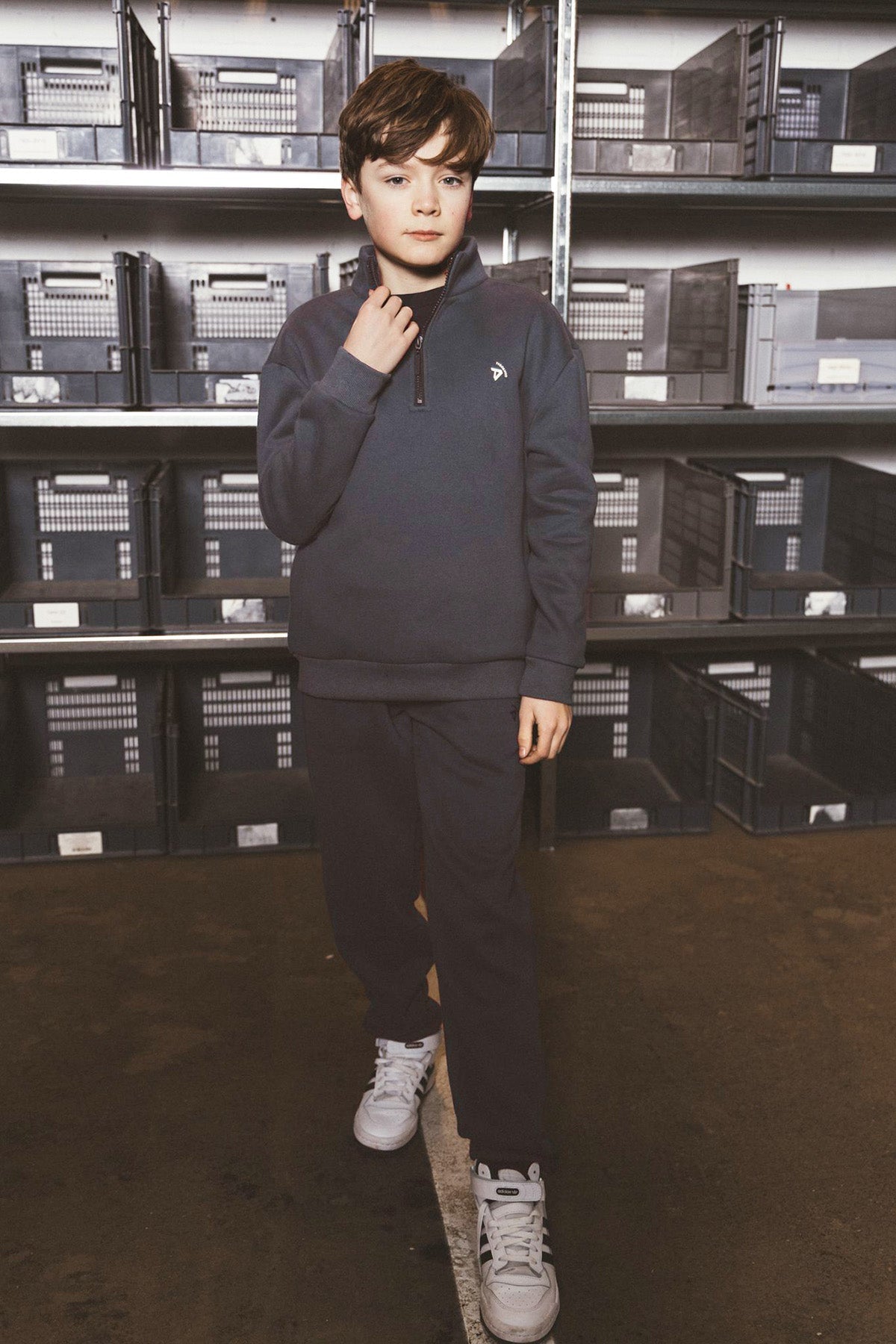 TYGO&vito Sweater Half Zip Nout Donkergrijs