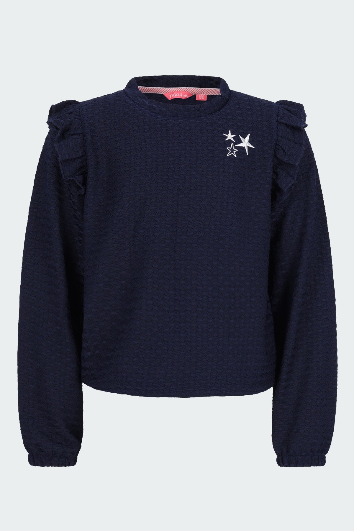 TYGO&vito Blouse met roezels Tally Donkerblauw