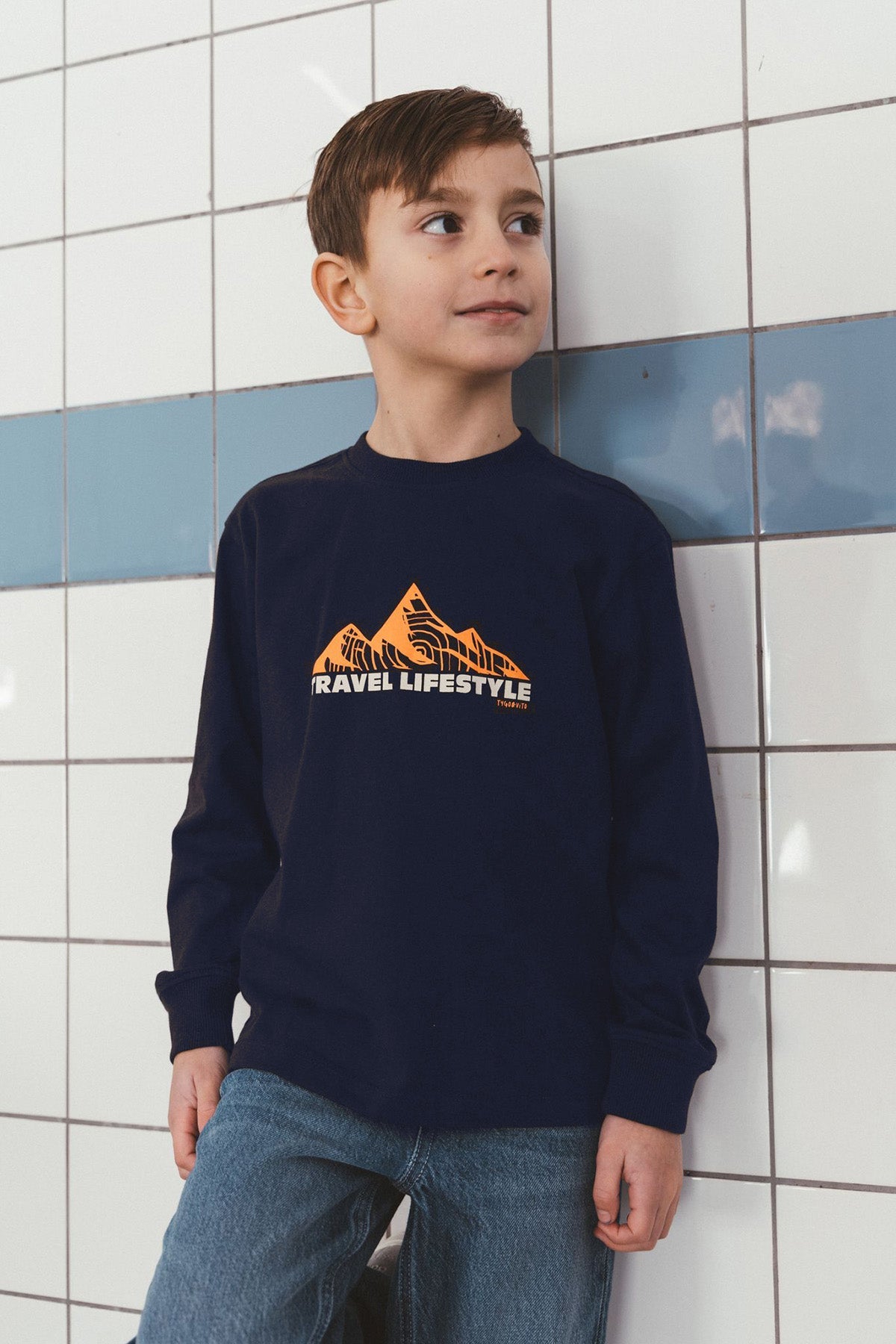 TYGO&vito Longsleeve Mojo oversized fit Donkerblauw