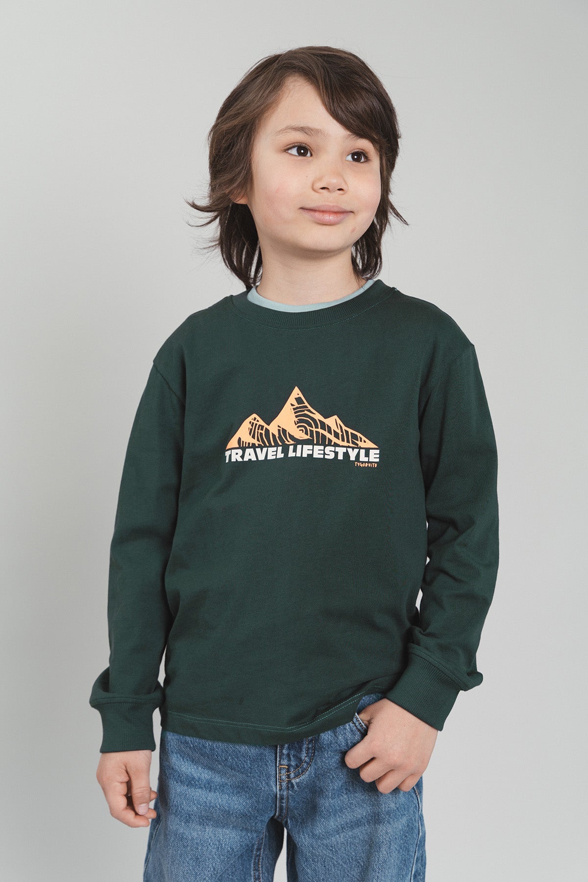 Longsleeve Mojo oversized fit Donkergroen