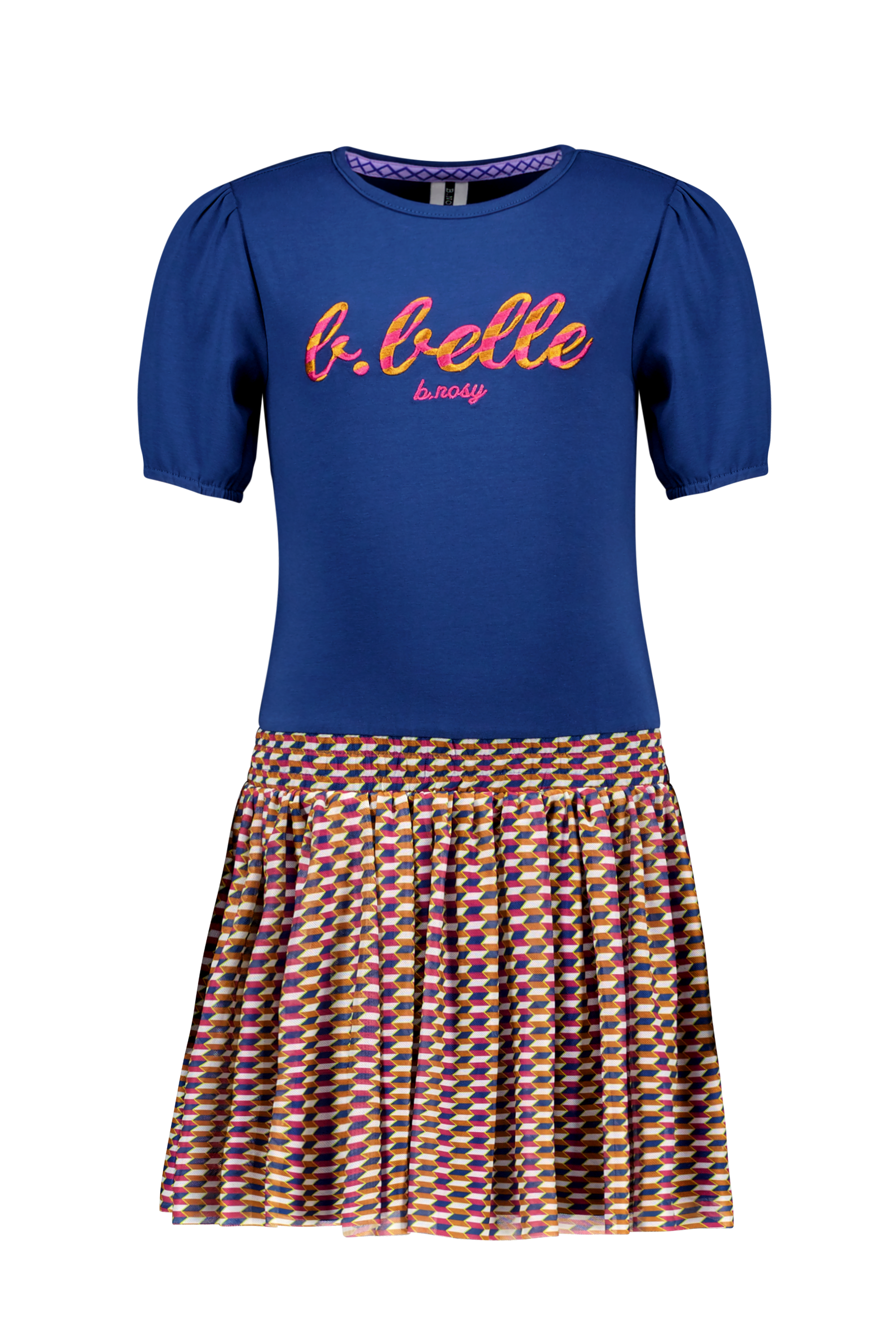 B.Nosy Girls Dress With Puffed Sleeves And Retro Ao Mesh Skirt + Belt