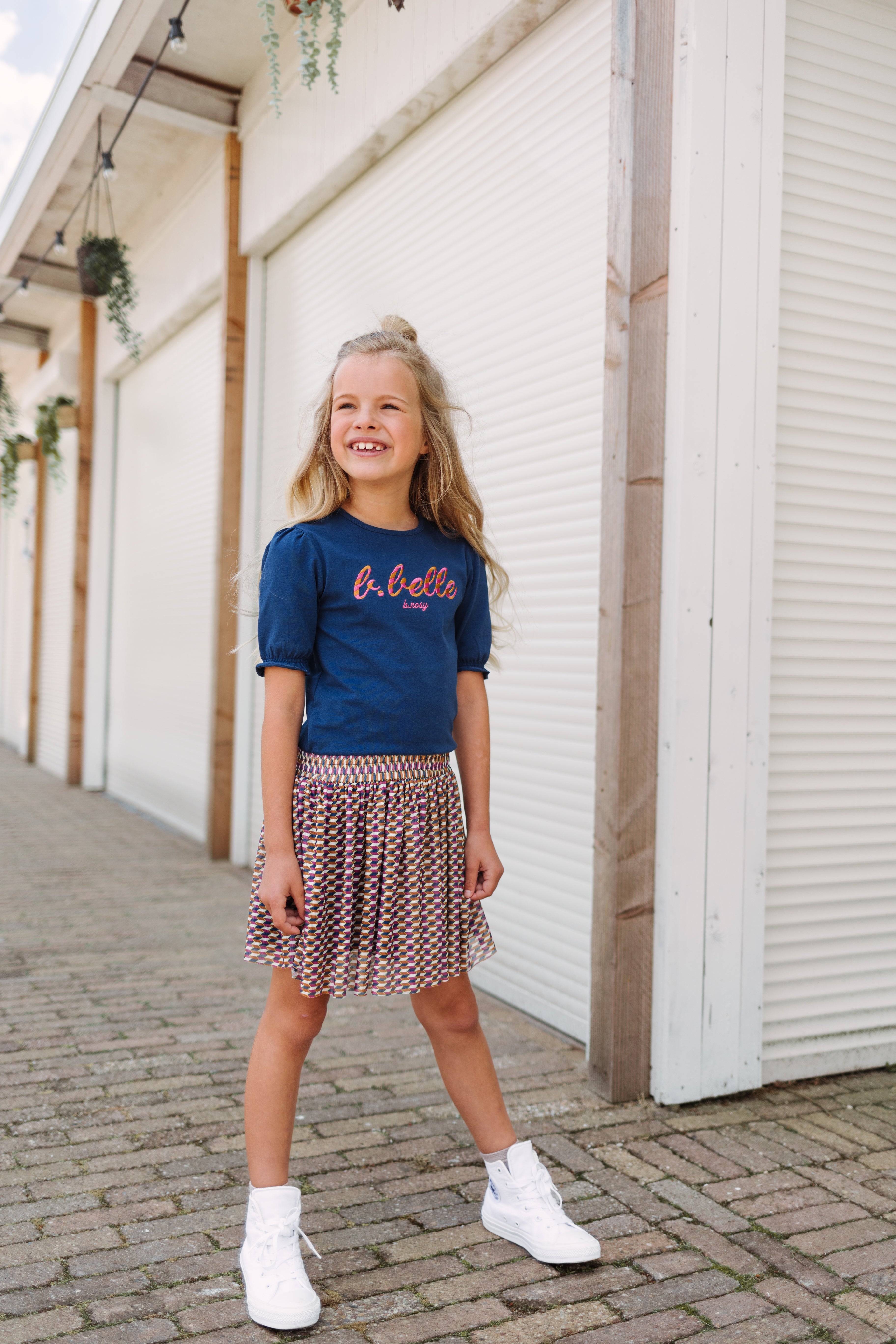 B.Nosy Girls Dress With Puffed Sleeves And Retro Ao Mesh Skirt + Belt