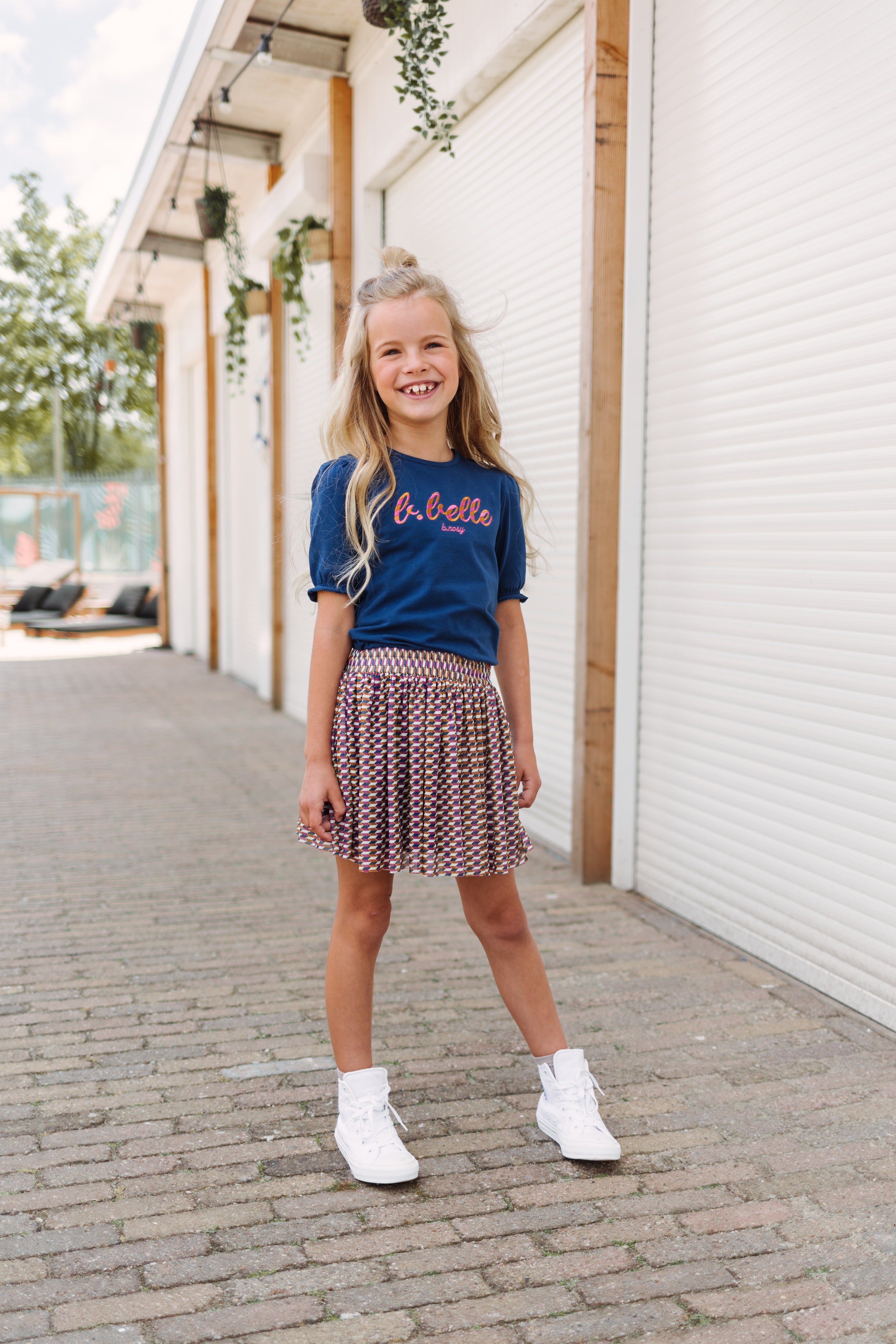 B.Nosy Girls Dress With Puffed Sleeves And Retro Ao Mesh Skirt + Belt