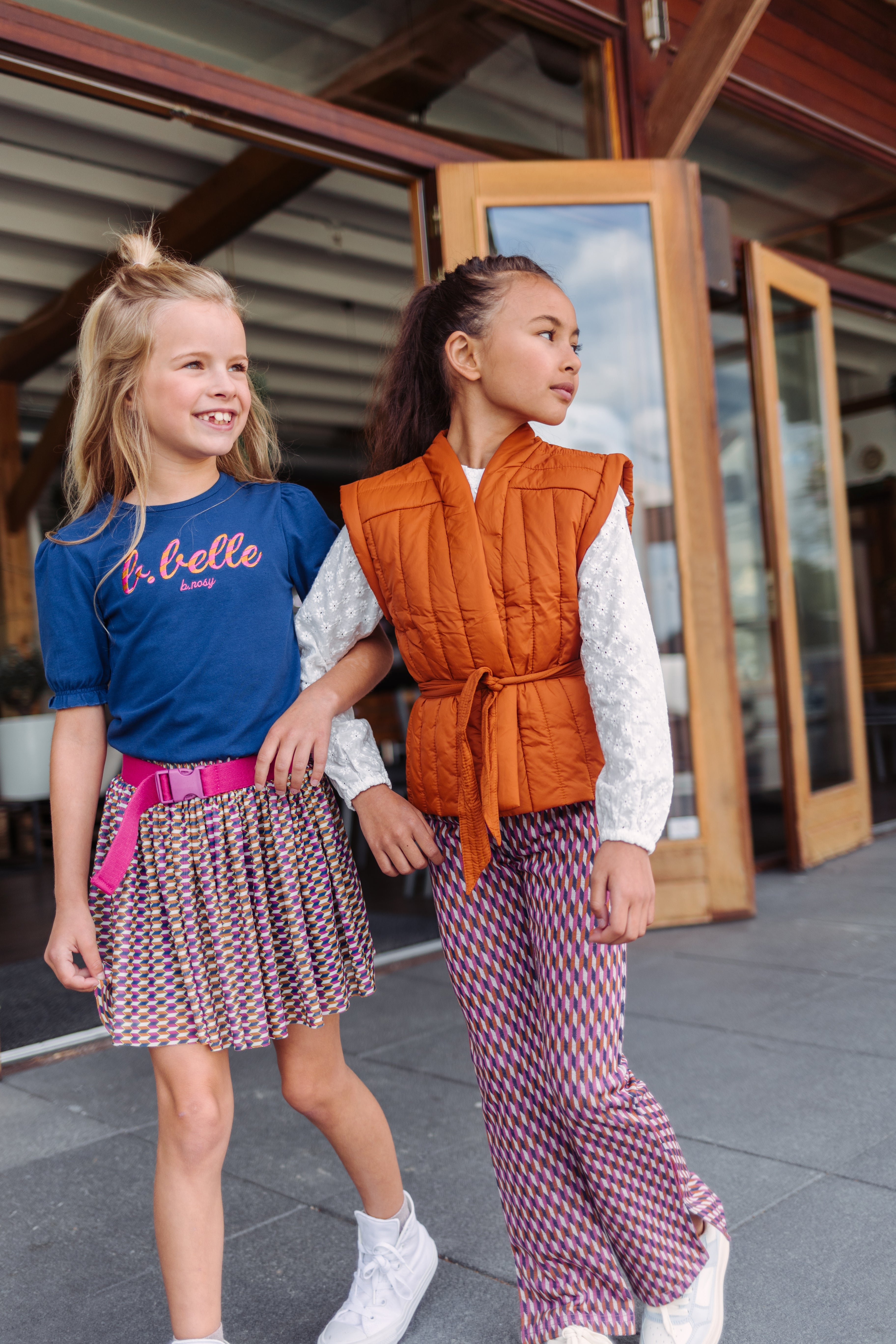 B.Nosy Girls Dress With Puffed Sleeves And Retro Ao Mesh Skirt + Belt