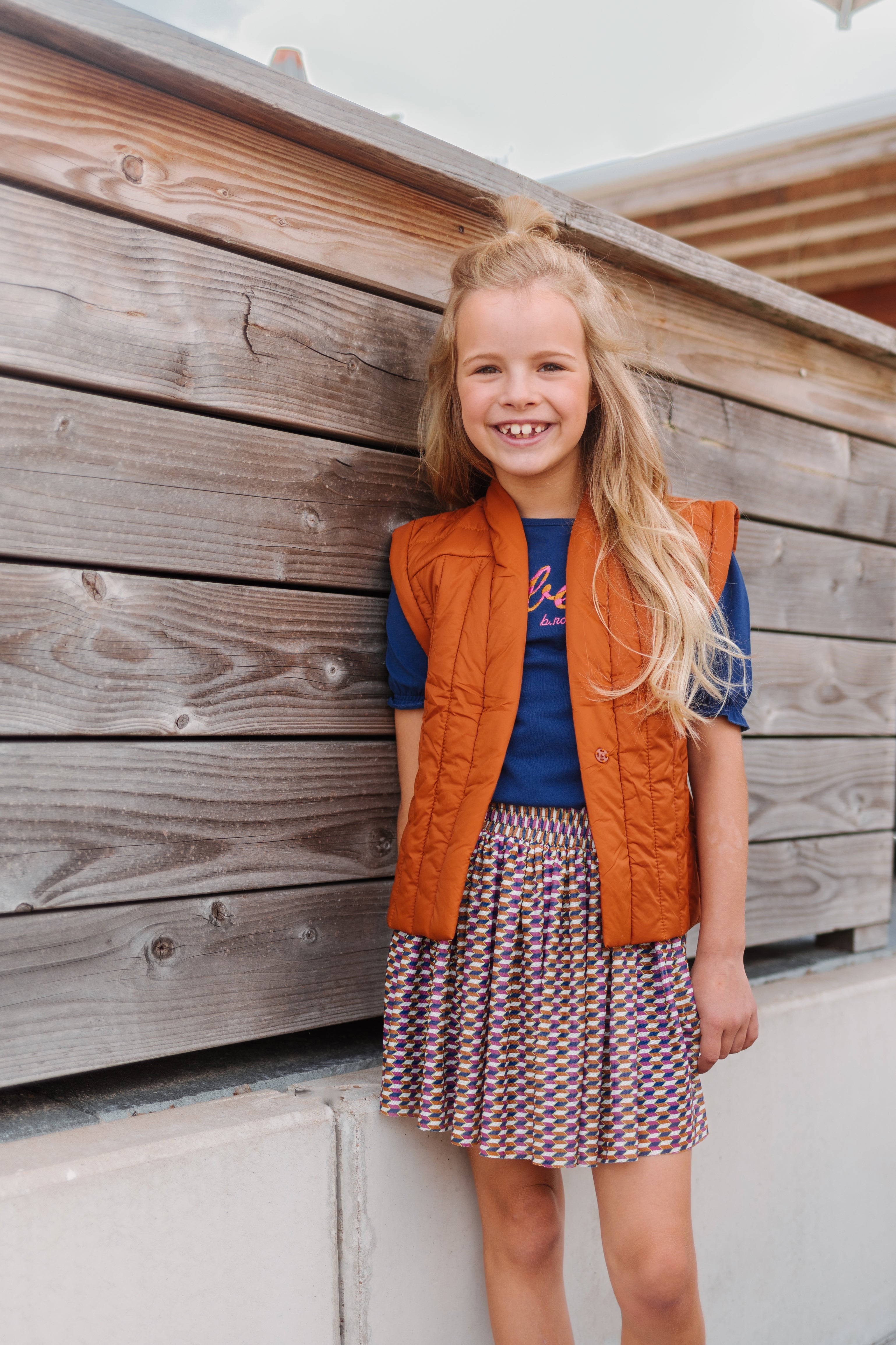 B.Nosy Girls Dress With Puffed Sleeves And Retro Ao Mesh Skirt + Belt