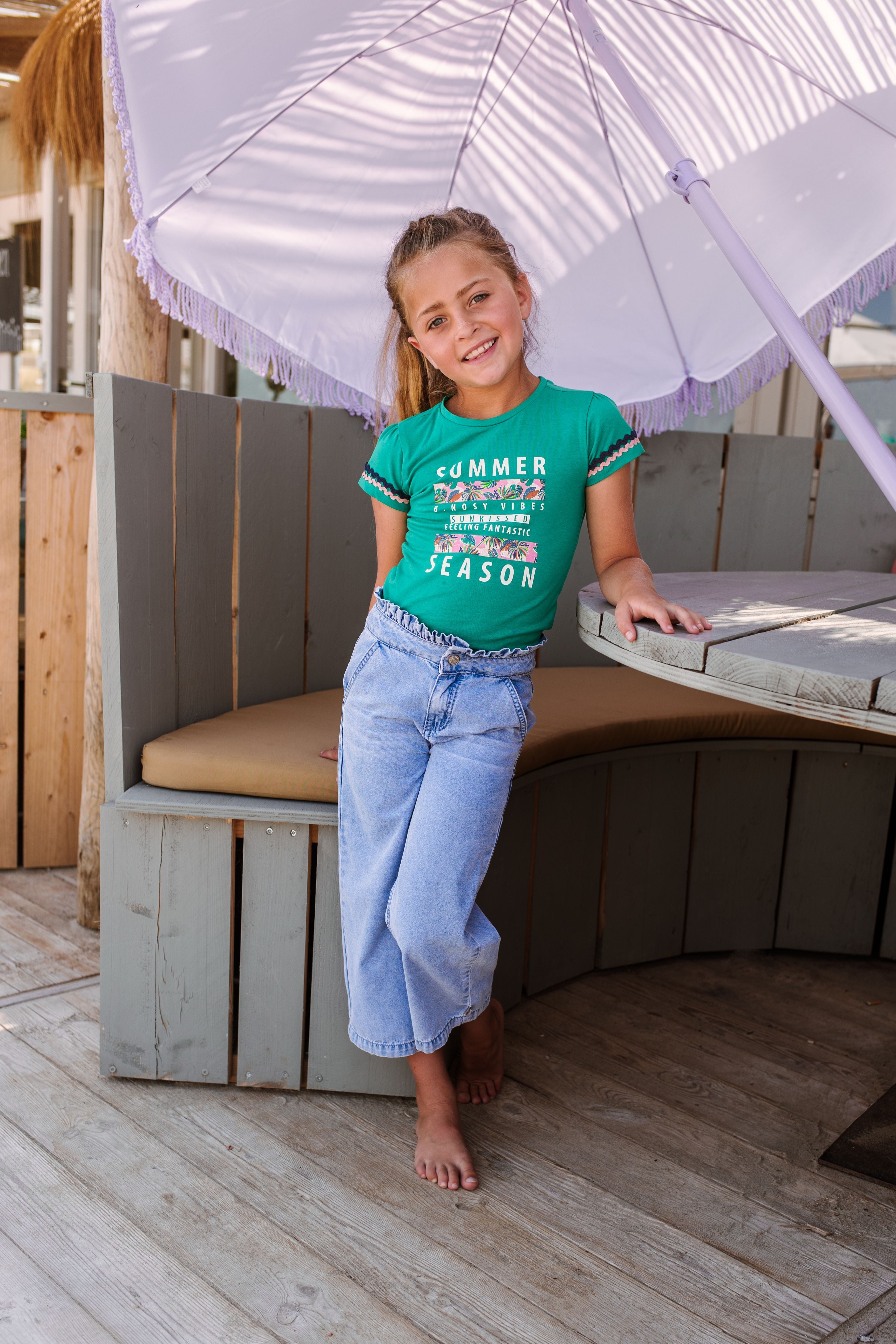 B.Nosy Girls Shirt W/ Print. Tape At Sleeve