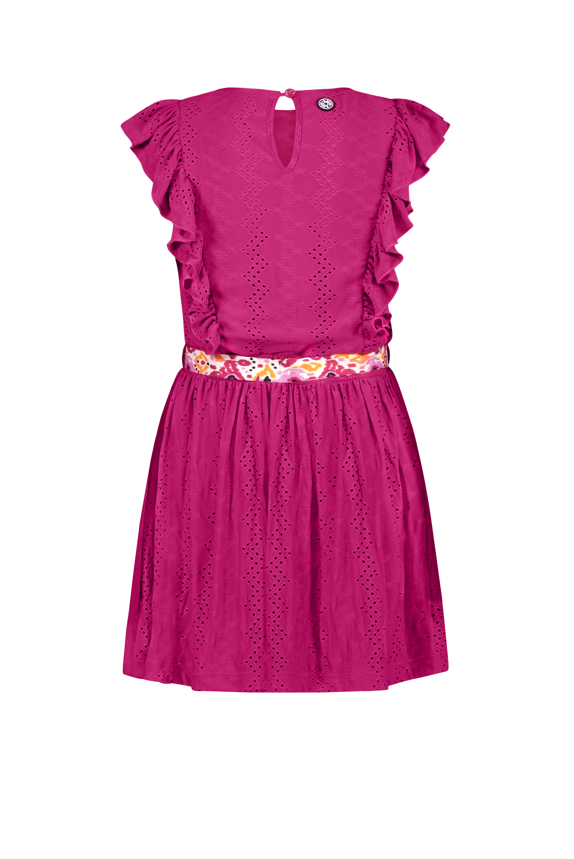 B.Nosy Girls Jersey Embroidery Dress W/ Ruffles + Aop Print