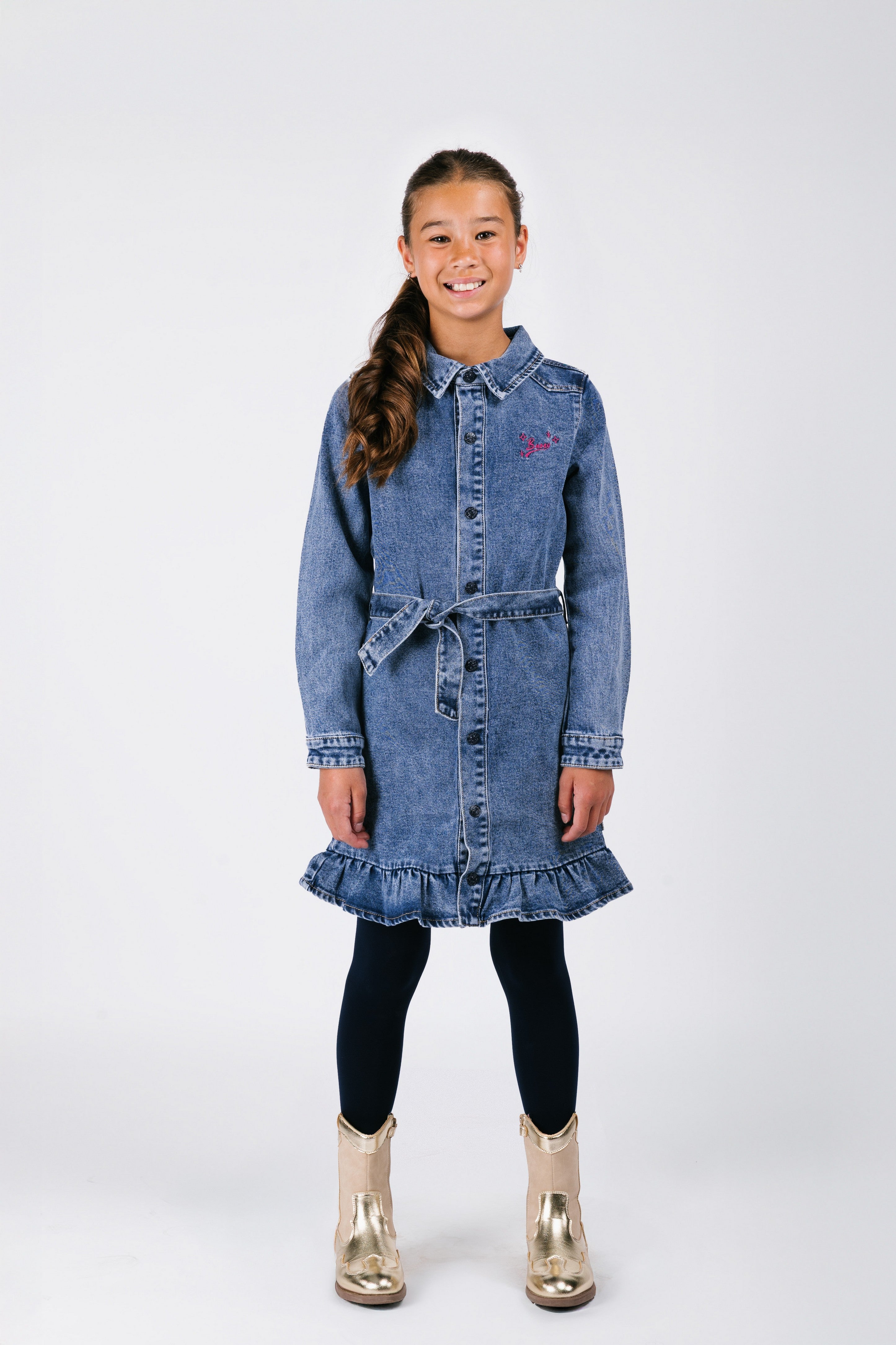 B.Nosy Dilan Denim Jurk Blauw