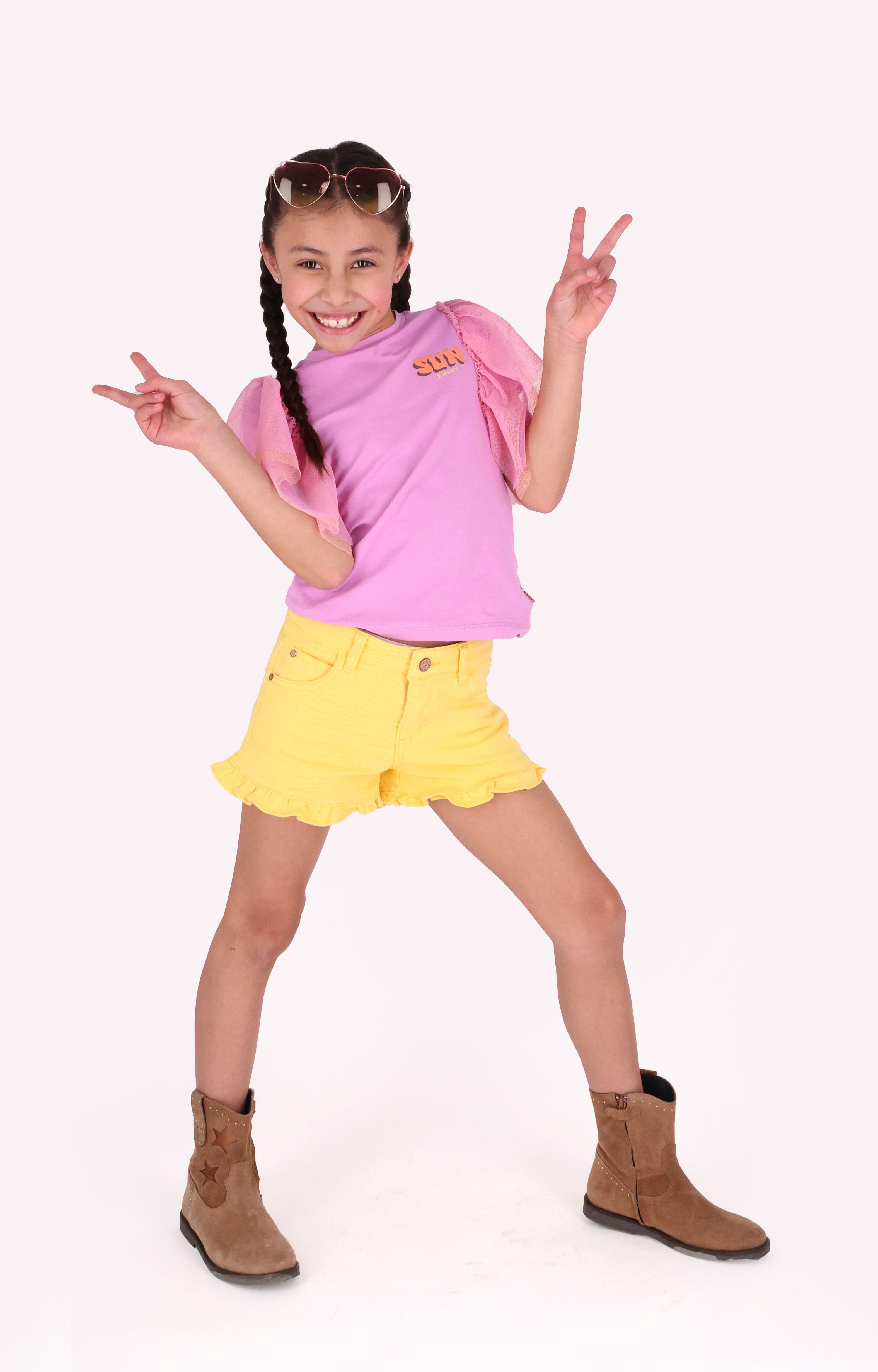 B.Nosy Portia denim short geel