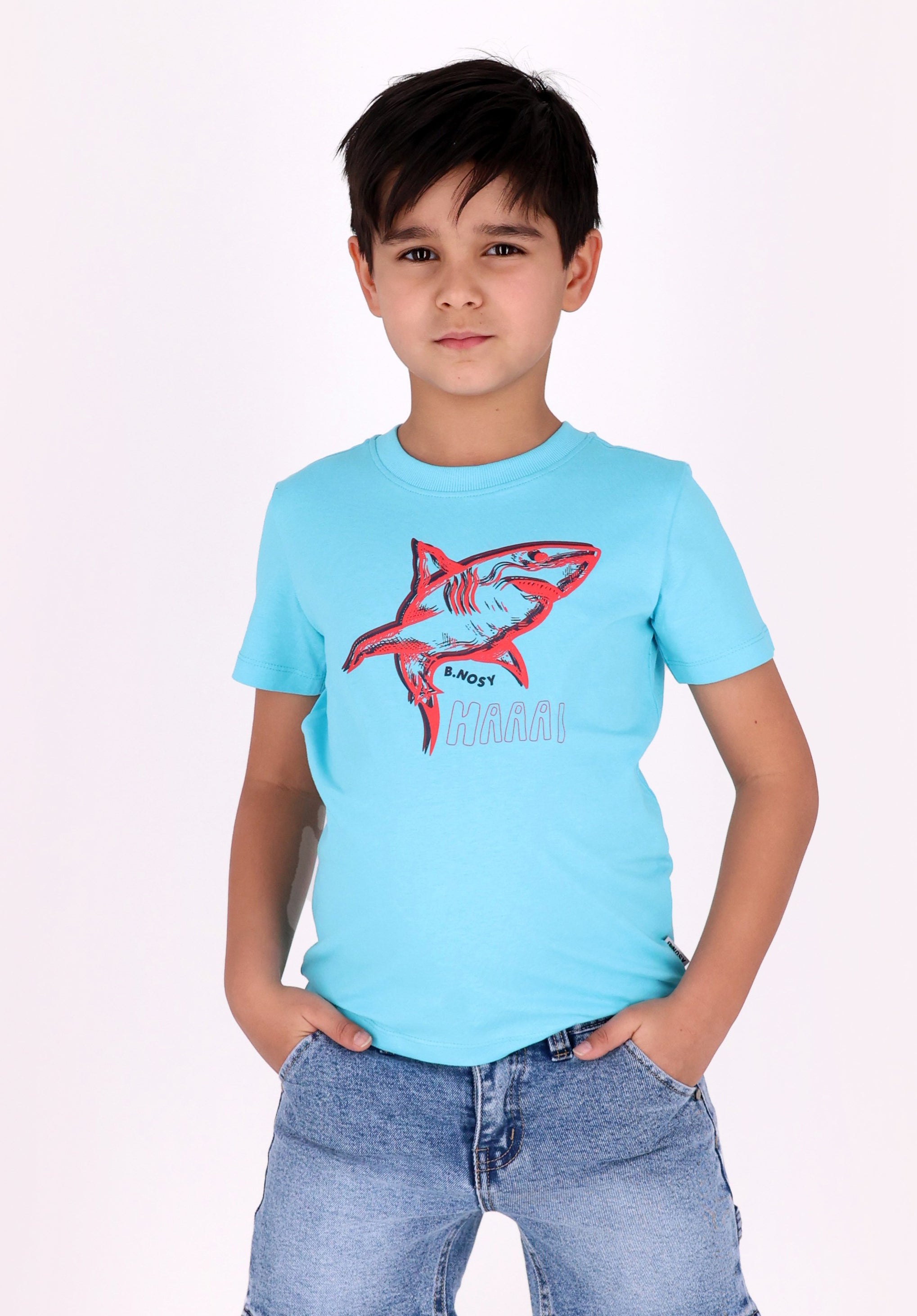 B.Nosy Timmy T-Shirt lichtblauw splashed