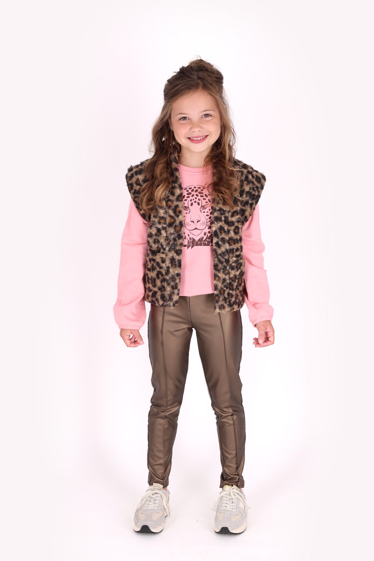 B.Nosy Georgie Teddy Gilet Panterprint Bruin