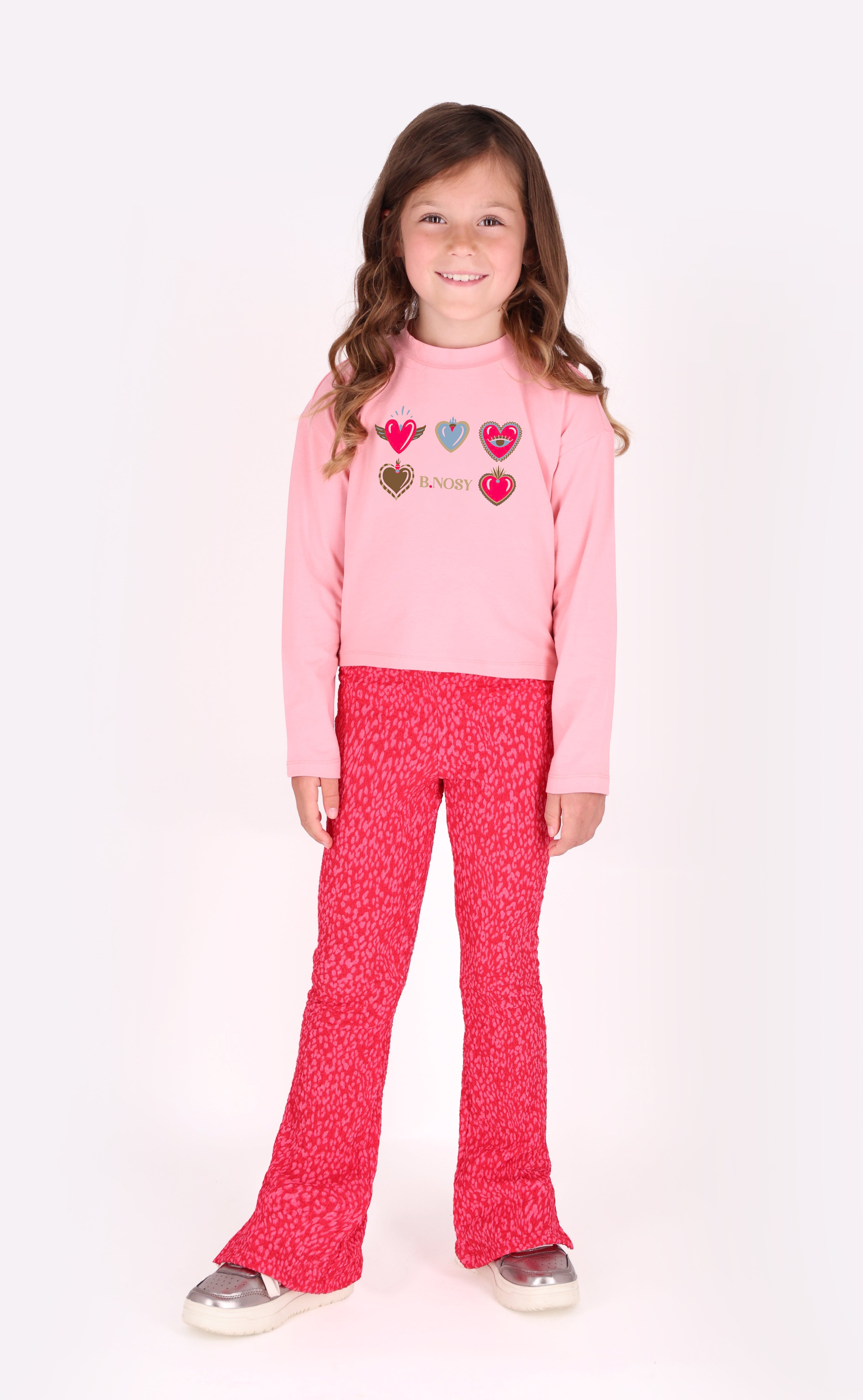 B.Nosy Pepper Uitlopende Broek Roze Panterprint