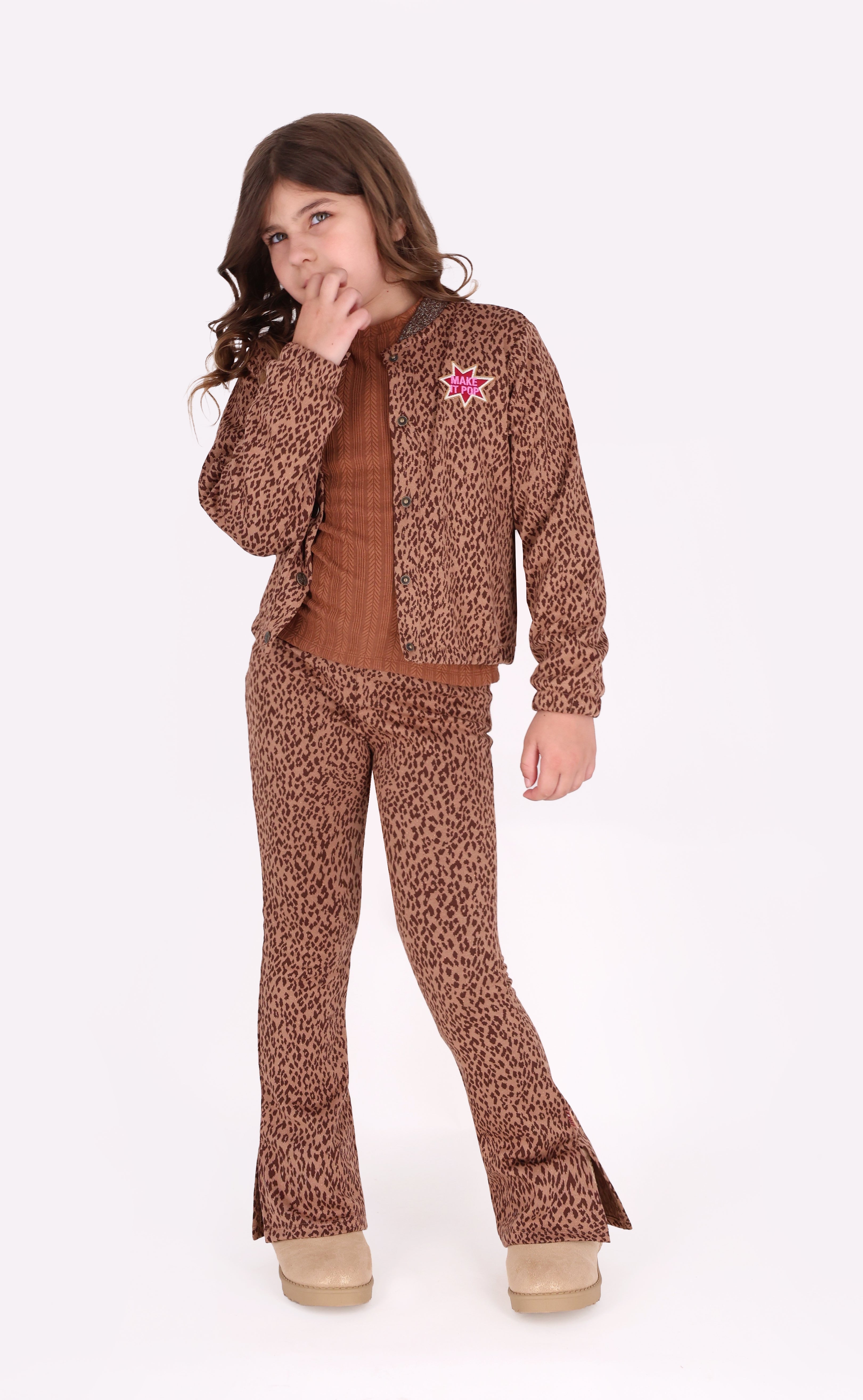 B.Nosy Phae Uitlopende Broek Bruin Panterprint