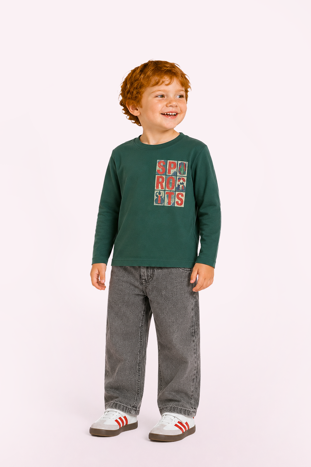 B.Nosy Mini Tobias Lange Mouwen Shirt Donkergroen