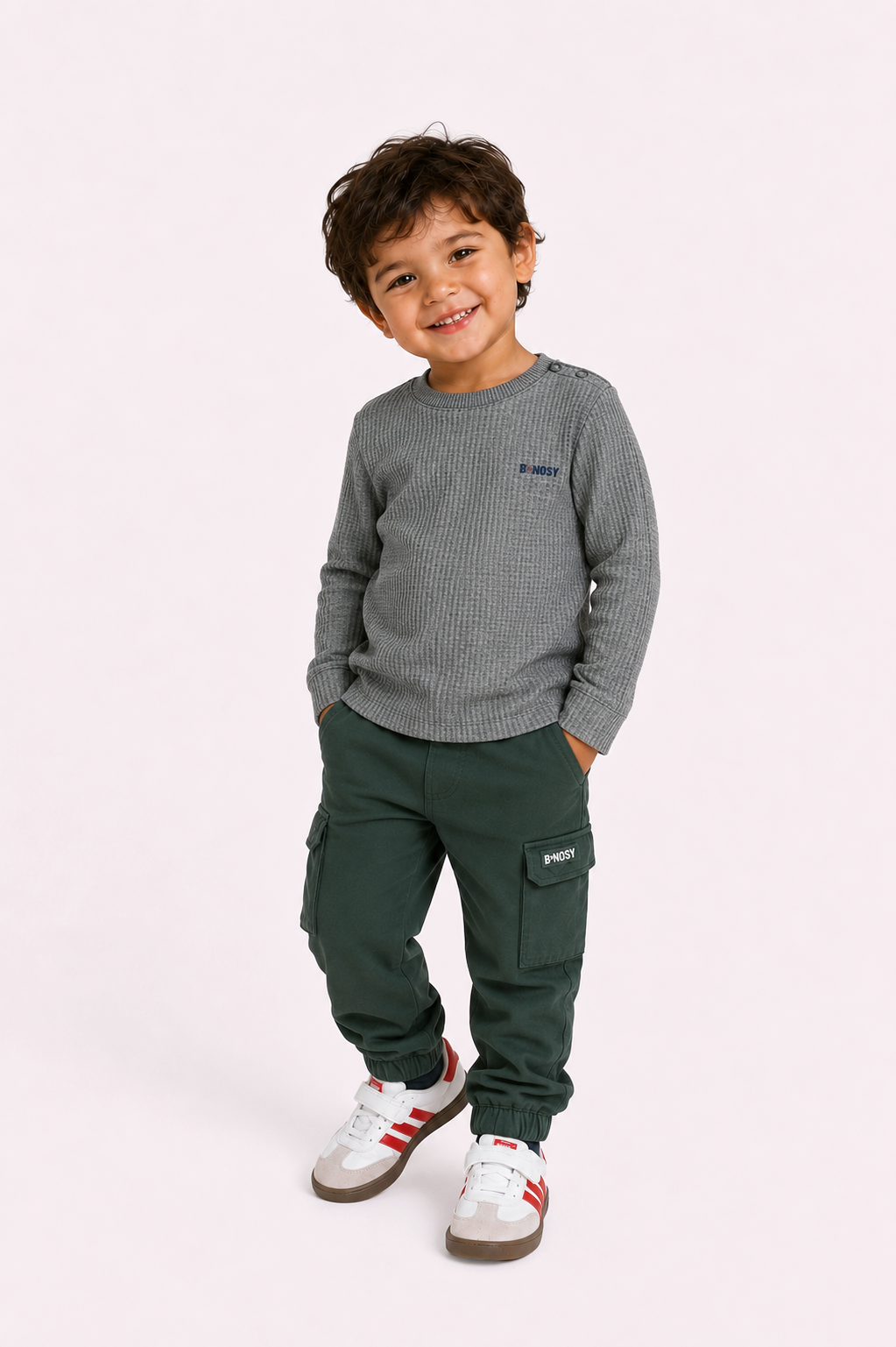 B.Nosy Mini Thomas Lange Mouwen Shirt Grijs melange