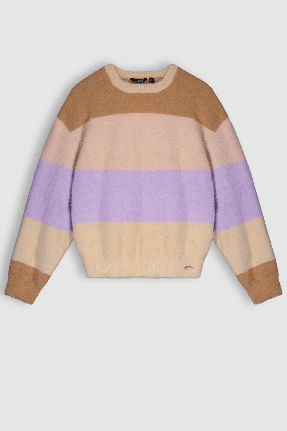 Kes Fluffy Striped Knitted Sweater - NoNo Kidswear