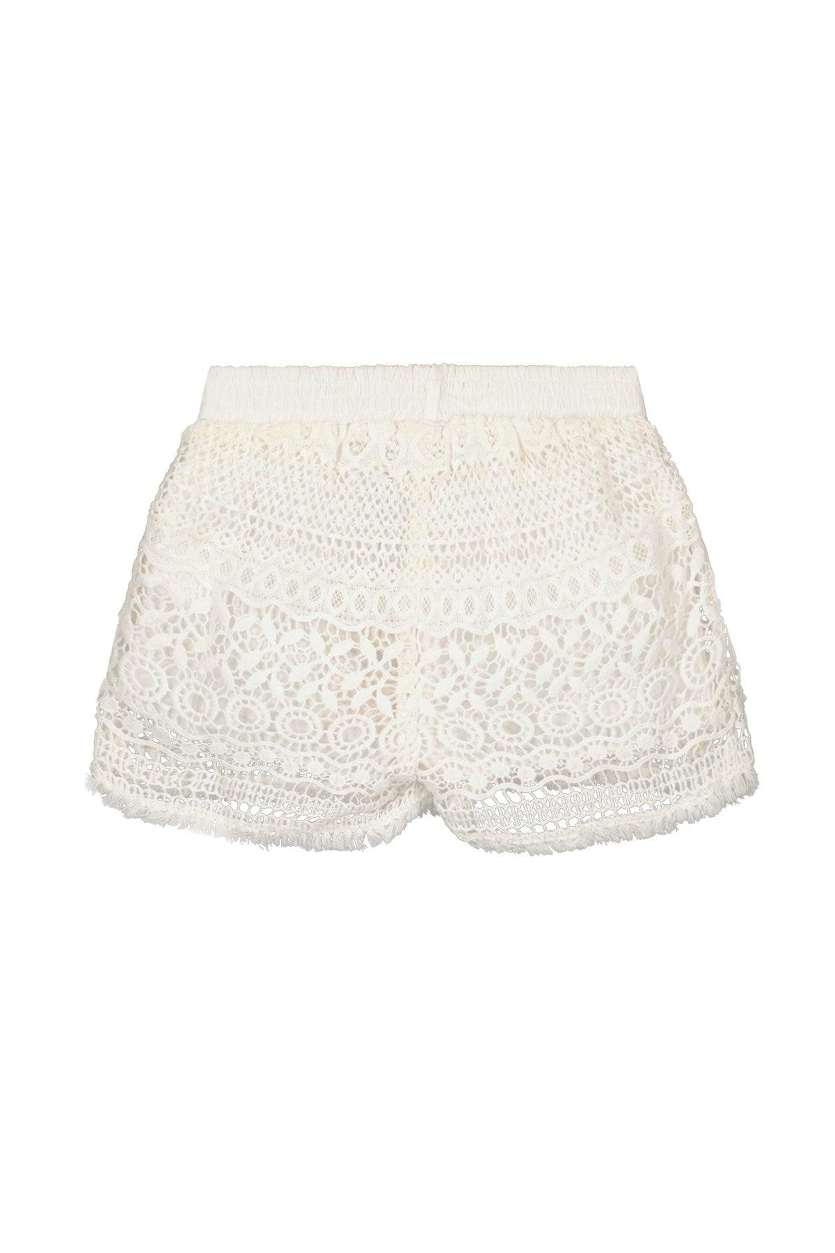 Teen Collab Luna Fancy Shorts Bali White - LikeFlo
