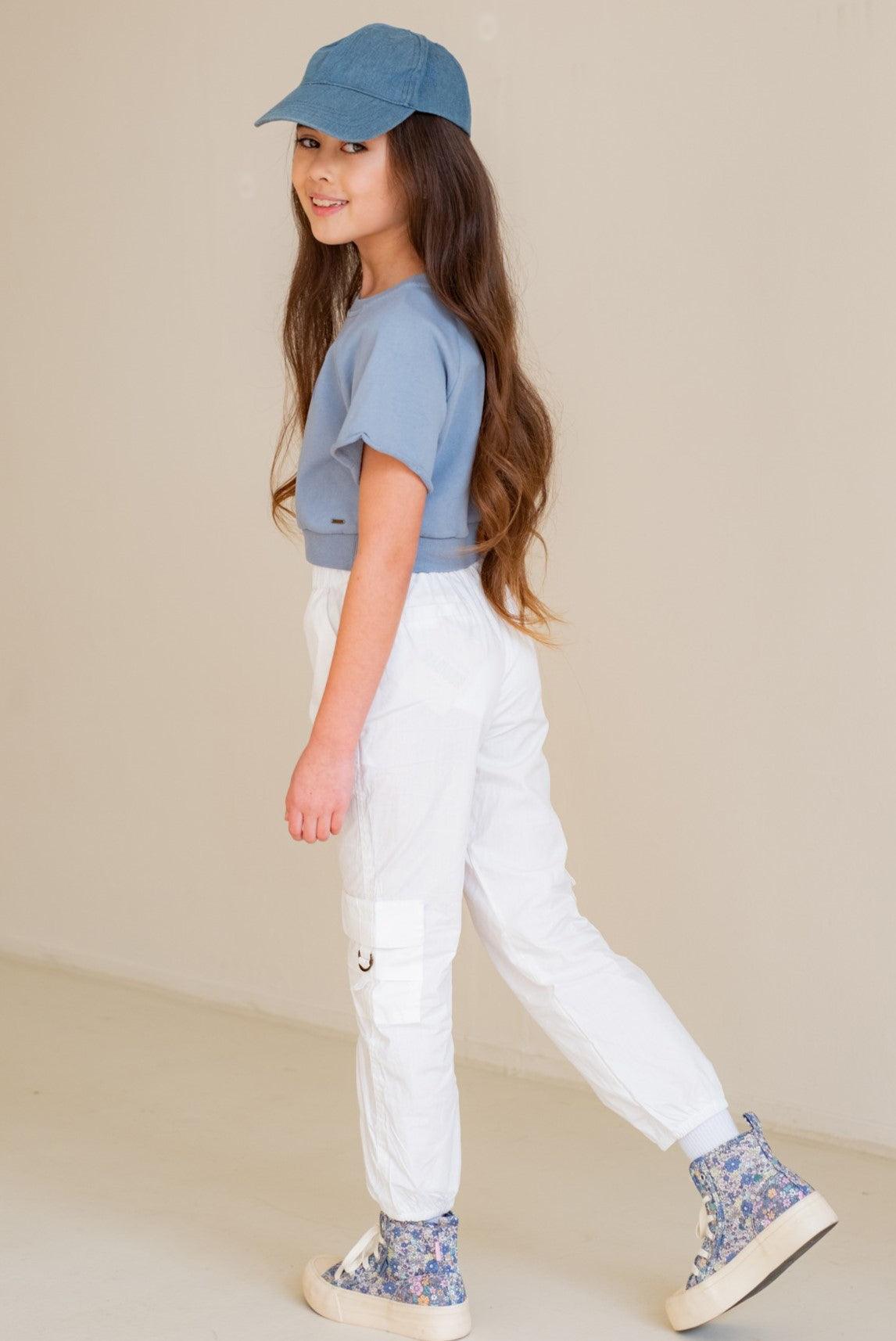 Teen Collab Luna Parachute Pants Holly White - LikeFlo