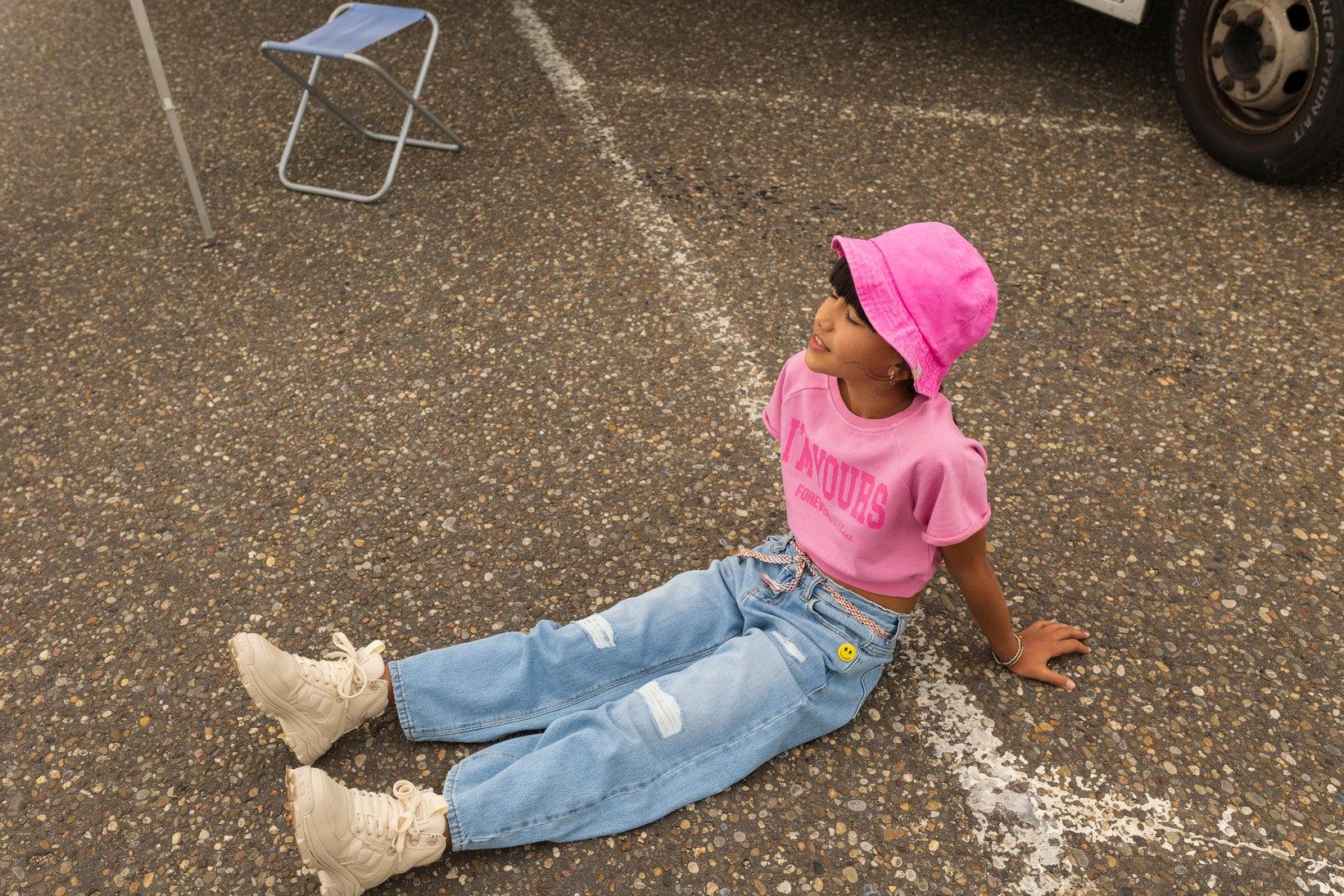 Teen Collab Luna Short Sleeve Sweater Lady Pink - LikeFlo