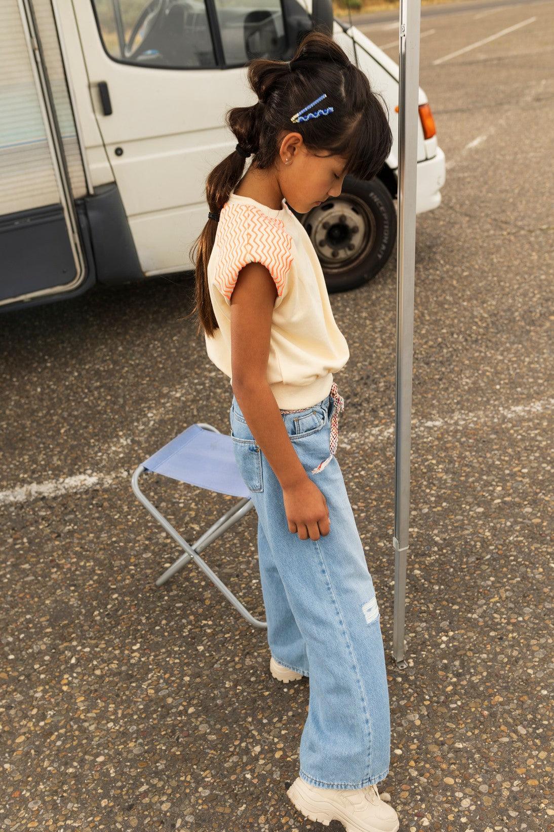 Teen Collab Luna Shoulder Padded Sweater Luca Off White - LikeFlo