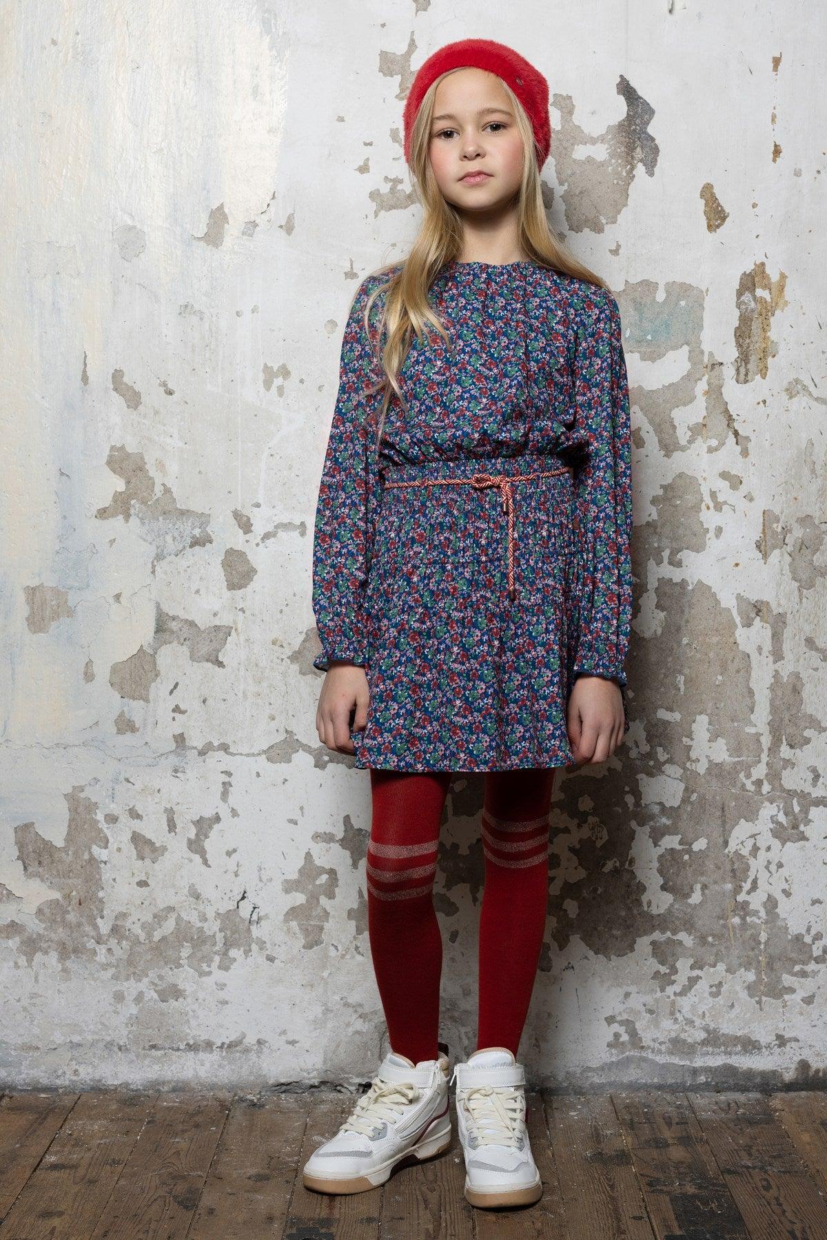 Manyu Gebloemde Geweven Jurk - NoNo Kidswear