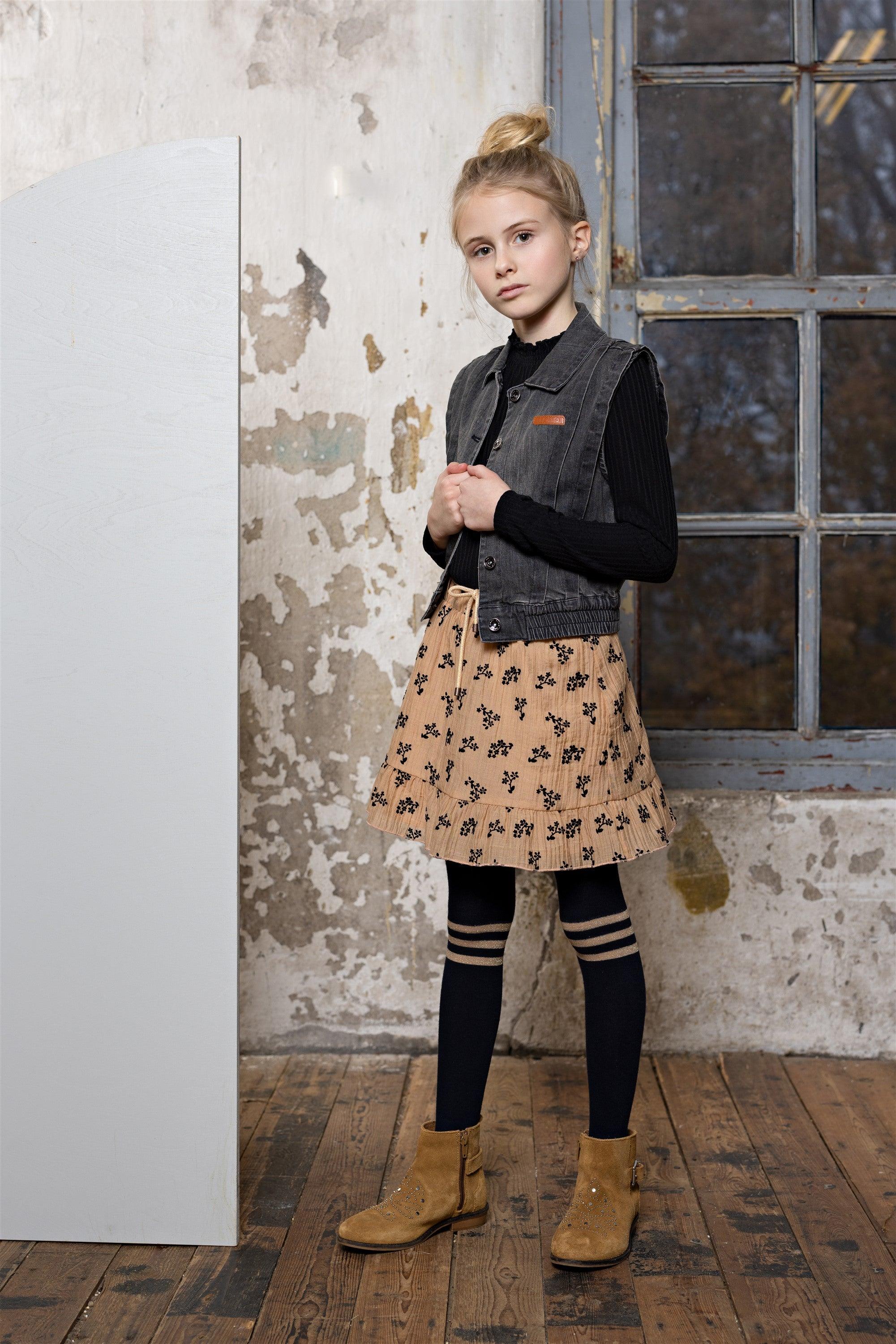 Merle Combi Jurk Crincle Voile Bloemen Rok - NoNo Kidswear