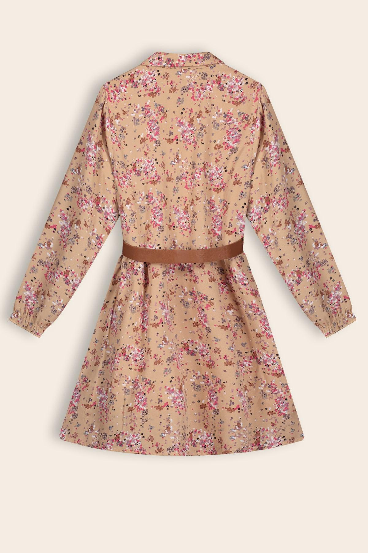 Milau Overhemd Bloemetjes Jurk met Riem - NoNo Kidswear