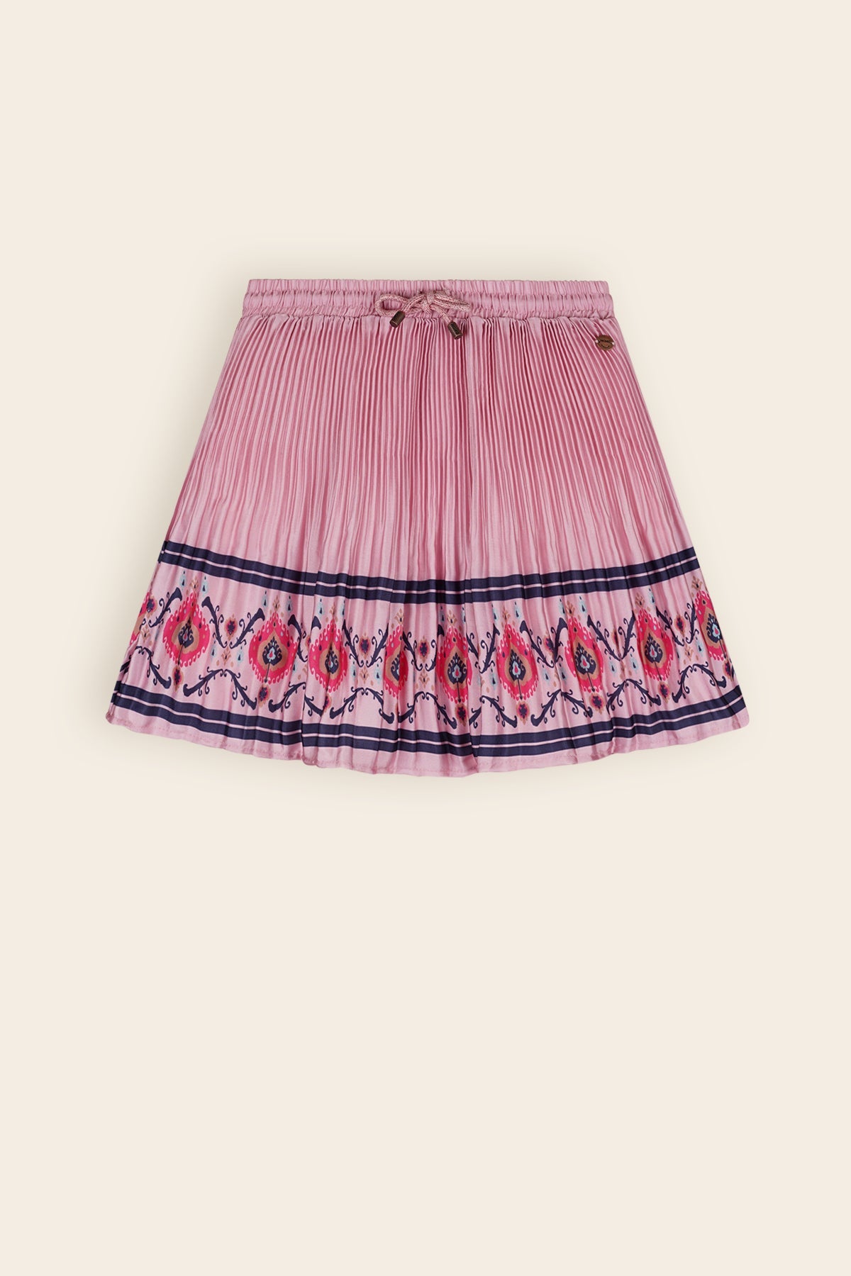 NoNo Nulan Plissee Satijnen Rok Border Print Oud Roze