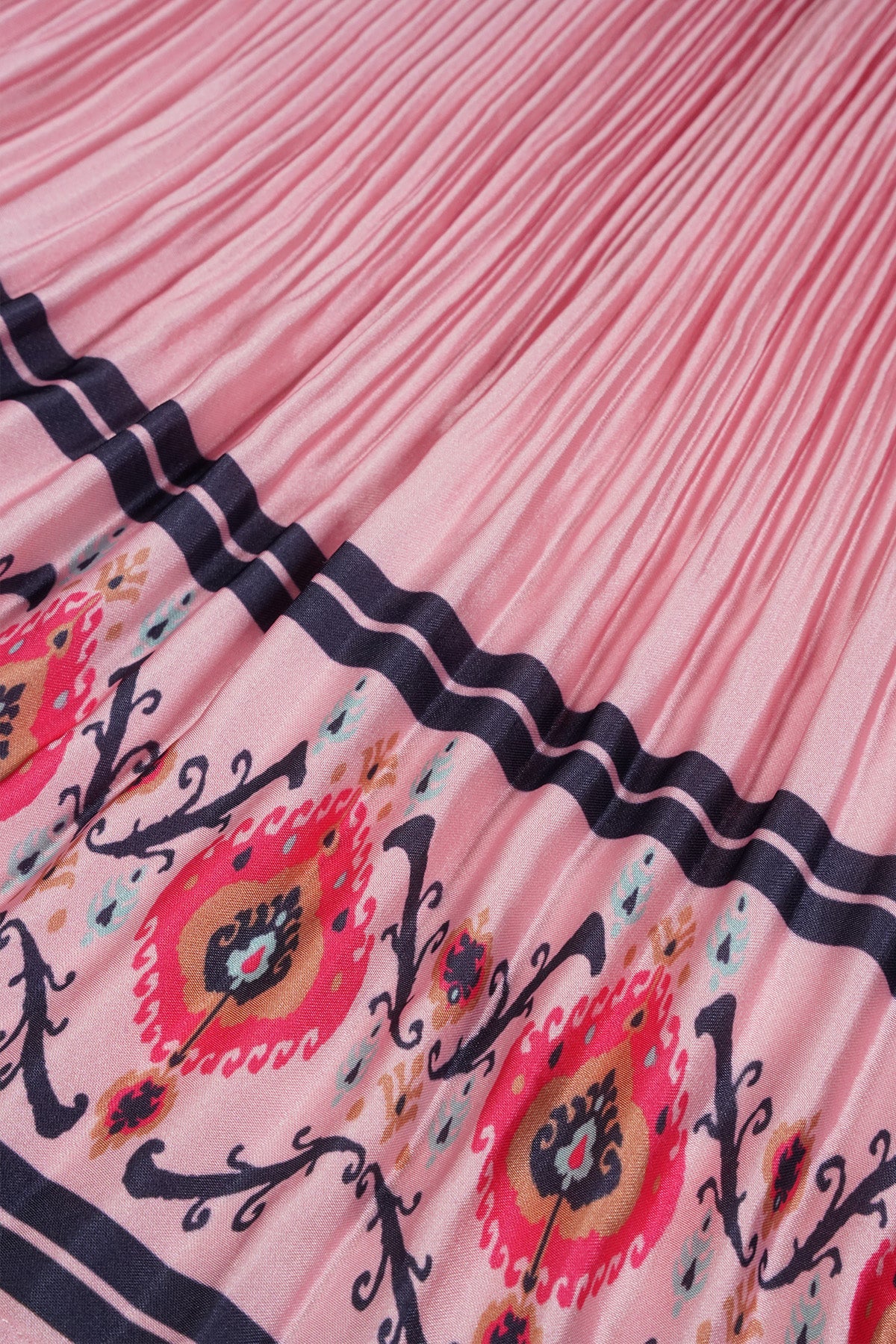 NoNo Nulan Plissee Satijnen Rok Border Print Oud Roze