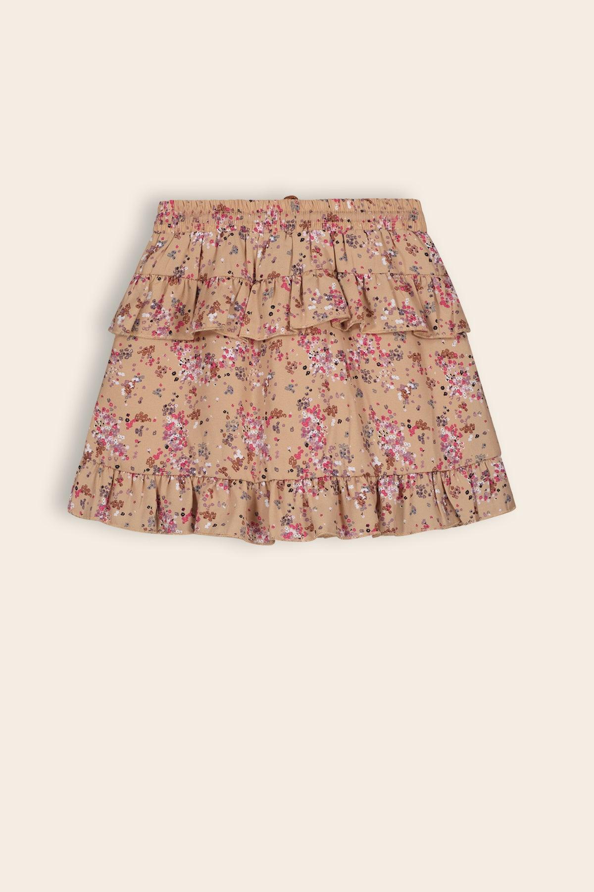 Neva Korte Rok met Bloemetjes en Ruches - NoNo Kidswear