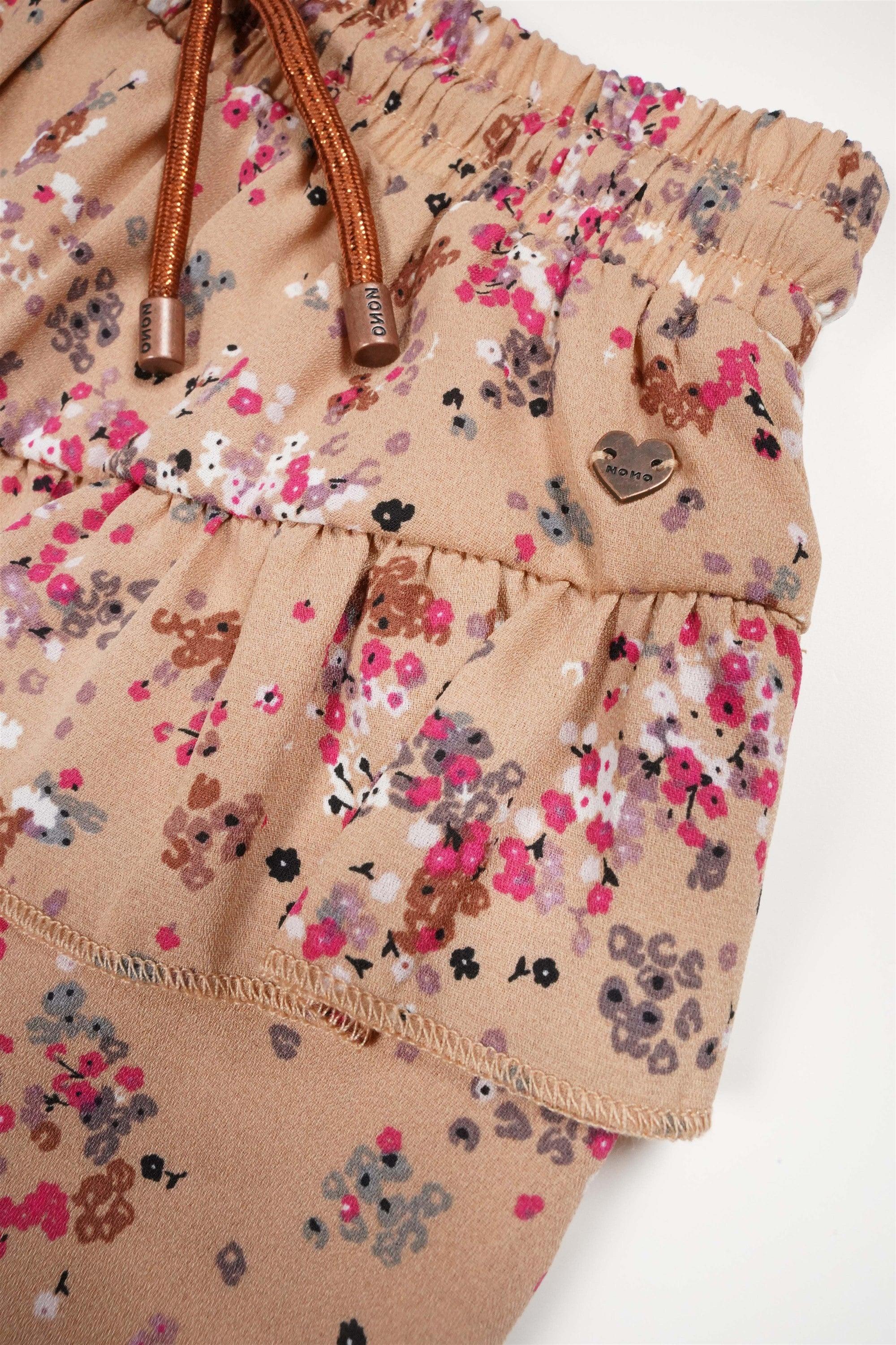 Neva Korte Rok met Bloemetjes en Ruches - NoNo Kidswear