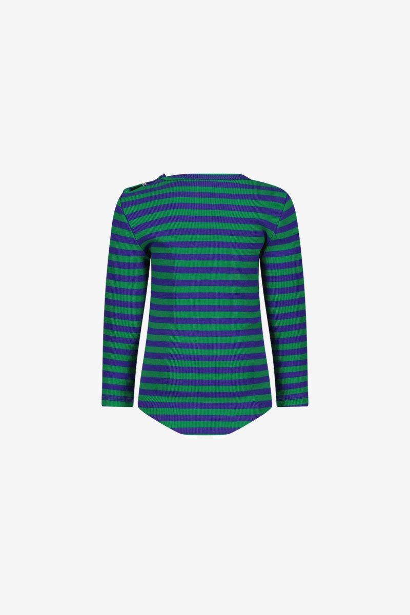 Ravi Baby Romper Paars Groen Strepen - The New Chapter Store
