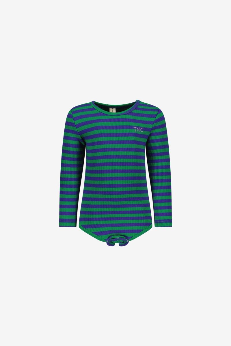 Ravi Baby Romper Paars Groen Strepen - The New Chapter Store